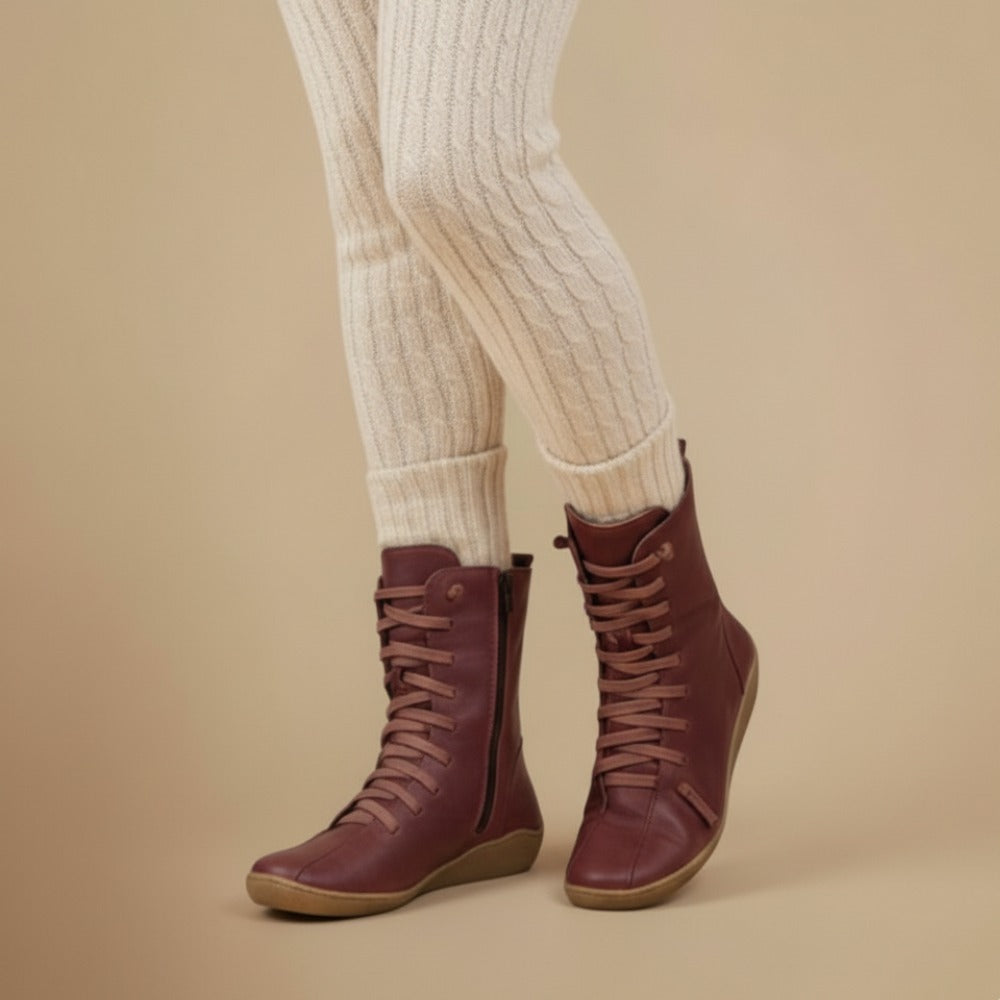 Vrouwen Natuurlijke Leren Halflange Laarzen Jelle Jora Mode