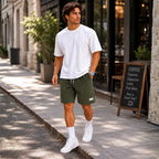 Herenkorte broek van corduroy met elastische tailleband Jelle Jora Mode
