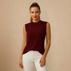 Elegante Effen Mouwloze Blouse met Ronde Hals Jelle Jora Mode