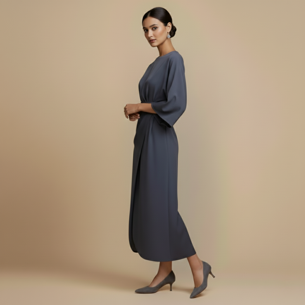 Elegante Effen Jurk met Vleermuismouwen Jelle Jora Mode