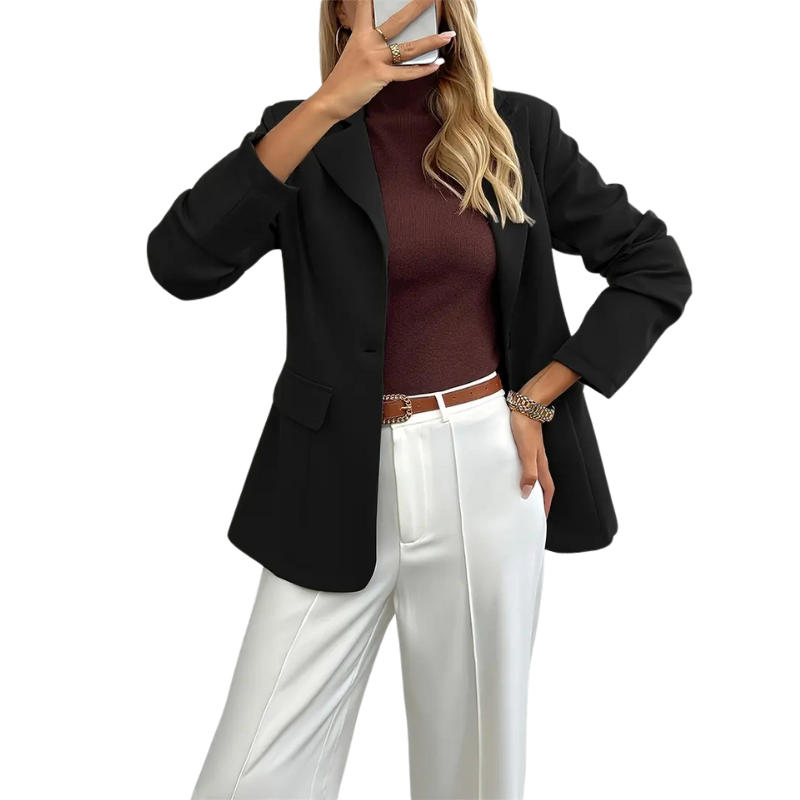 Chique zwarte blazer met dubbele rij knopen