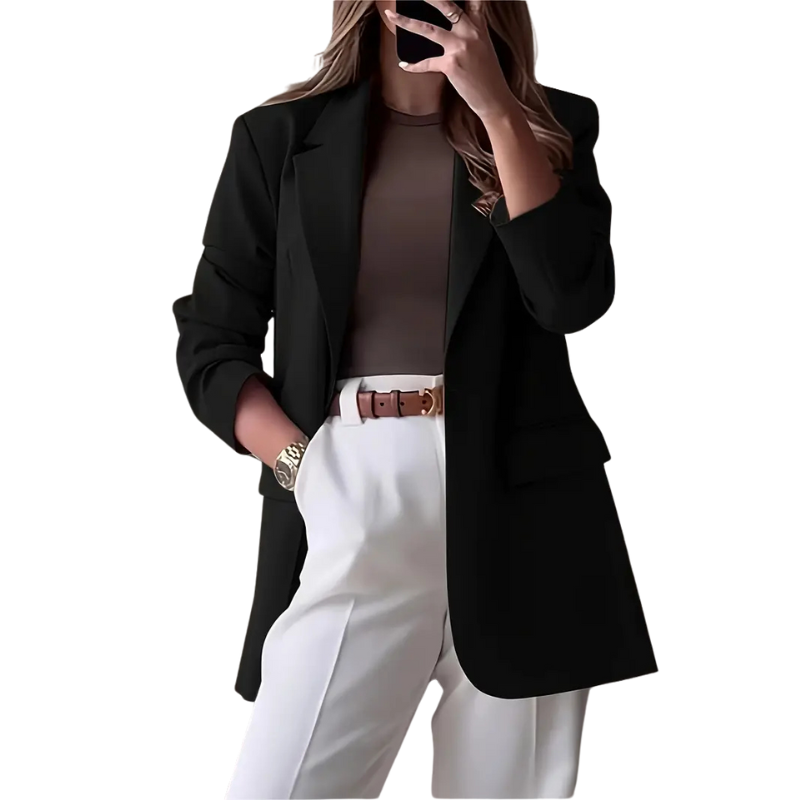 Chique zwarte blazer met dubbele rij knopen