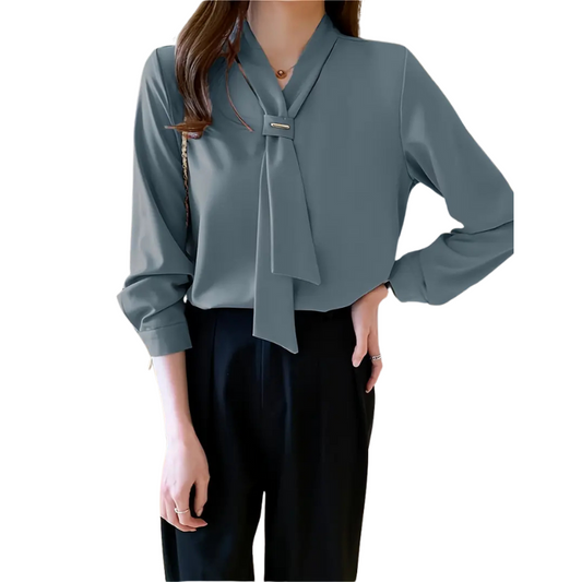 Elegante chiffonblouse met strikdetail