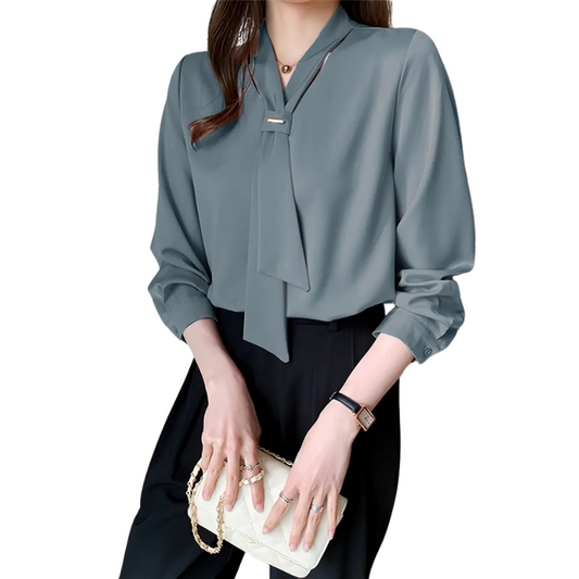 Elegante chiffonblouse met strikdetail