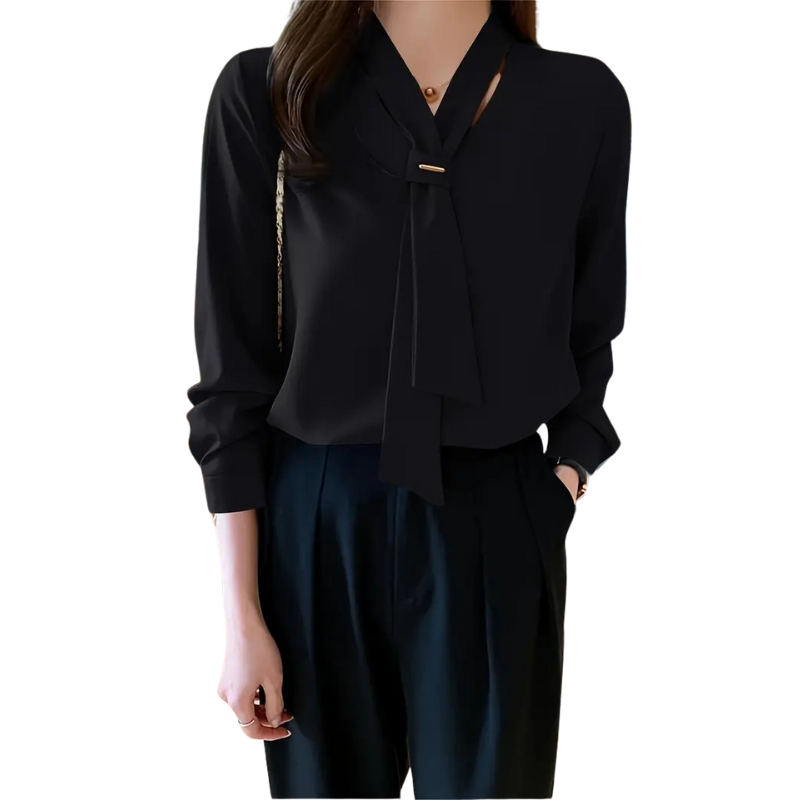 Elegante chiffonblouse met strikdetail