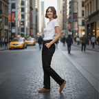 Slim fit denim broek voor dames met elastische tailleband Jelle Jora Mode