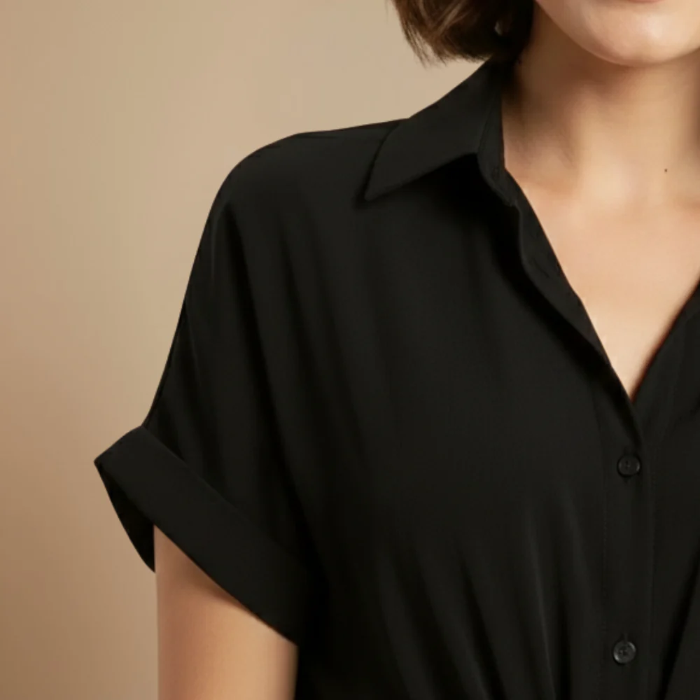Minimalistische midi-jurk met ruches en strikbandjes voor dames Jelle Jora Mode