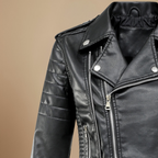 Leren Zip Jack met Omklapbare Kraag