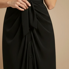 Minimalistische midi-jurk met ruches en strikbandjes voor dames Jelle Jora Mode