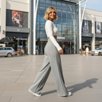 Loszittende casual broek met wijde pijpen voor dames Jelle Jora Mode