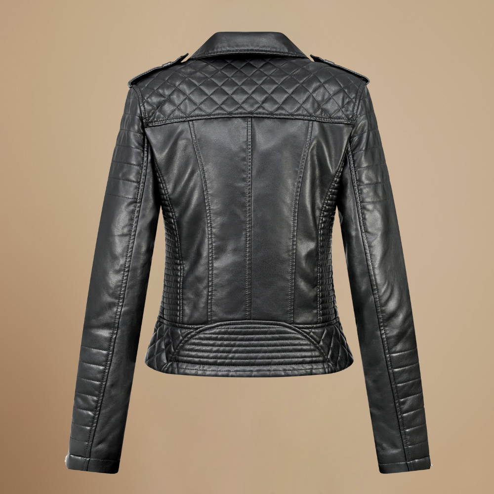 Leren Zip Jack met Omklapbare Kraag