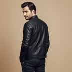 Slim fit biker faux leather jacket voor heren Jelle Jora Mode