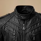Slim fit biker faux leather jacket voor heren Jelle Jora Mode