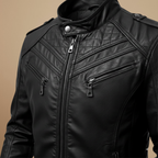 Slim fit biker faux leather jacket voor heren Jelle Jora Mode