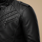Slim fit biker faux leather jacket voor heren Jelle Jora Mode