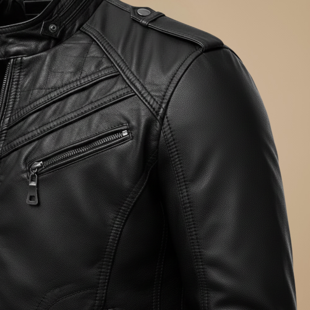 Slim fit biker faux leather jacket voor heren Jelle Jora Mode
