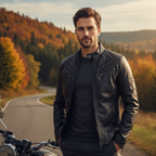 Slim fit biker faux leather jacket voor heren Jelle Jora Mode