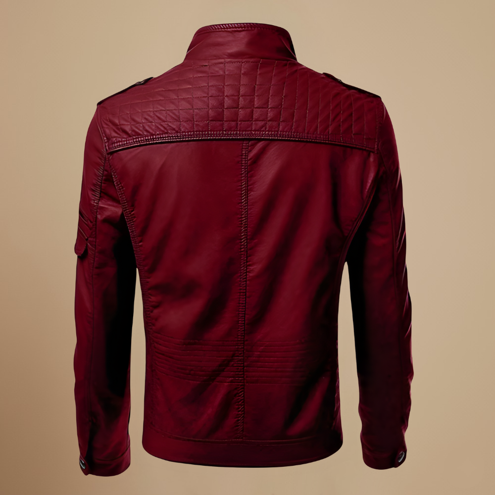 Slim fit biker faux leather jacket voor heren Jelle Jora Mode