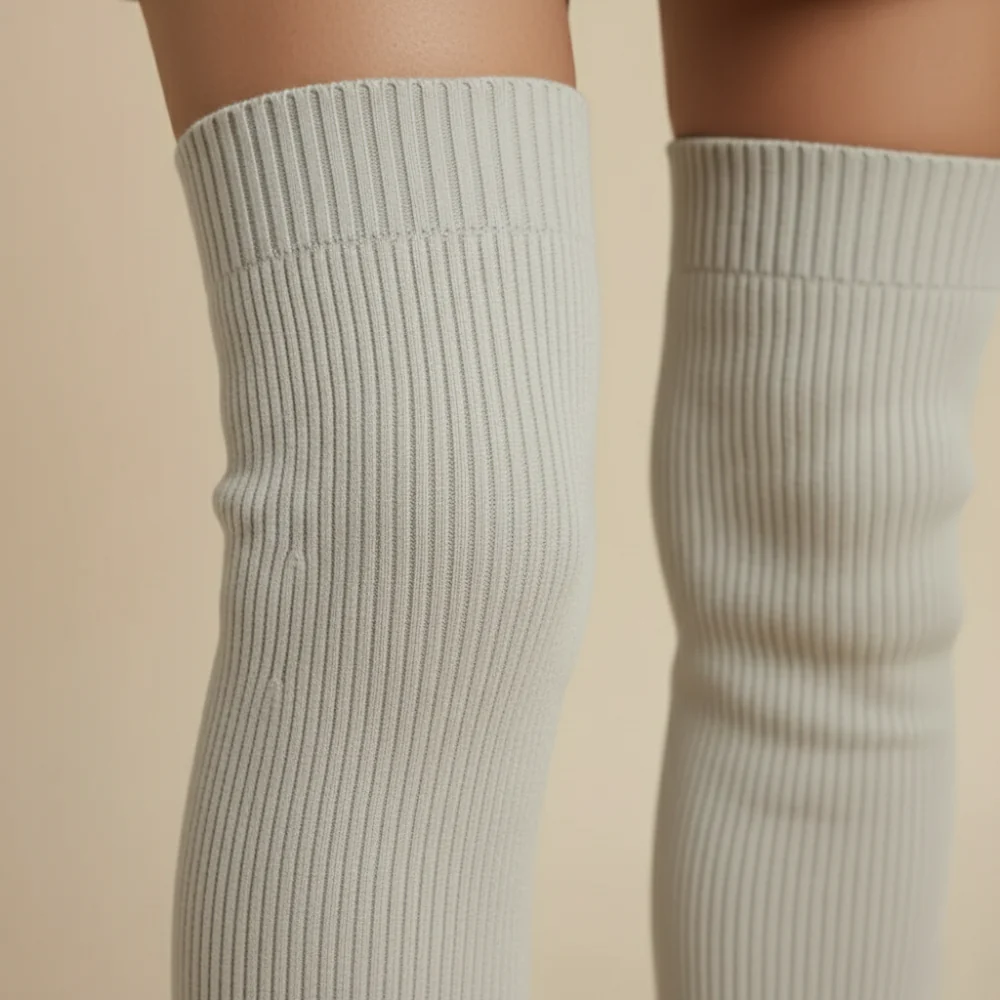 Gebreide overknee laarzen voor dames Rubberen buitenzool Jelle Jora Mode